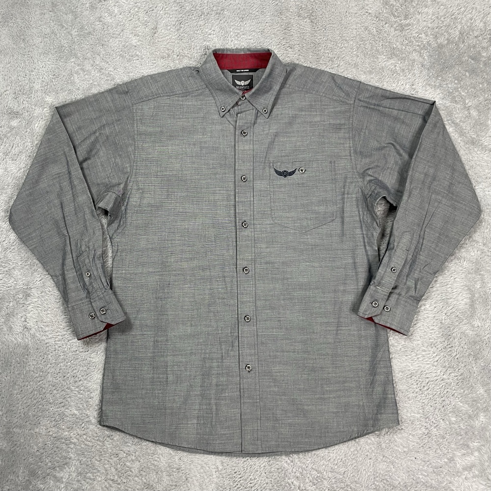 Ariat Shirt Mens Medium Gray Relentless Cotton Long Sleeve Button Down Casual